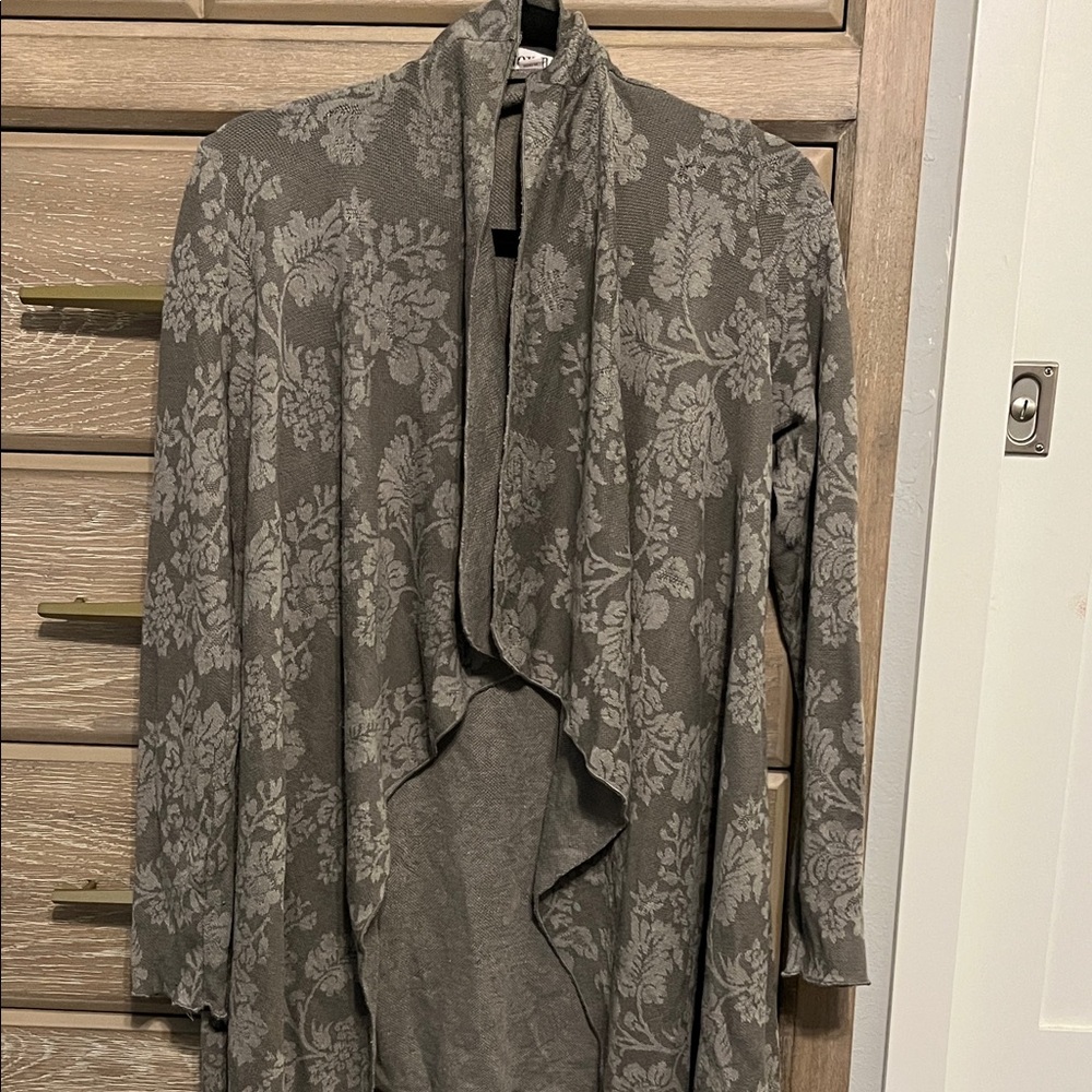 Knox Rose Greenish/Gray Open-Front Cardigan Size M